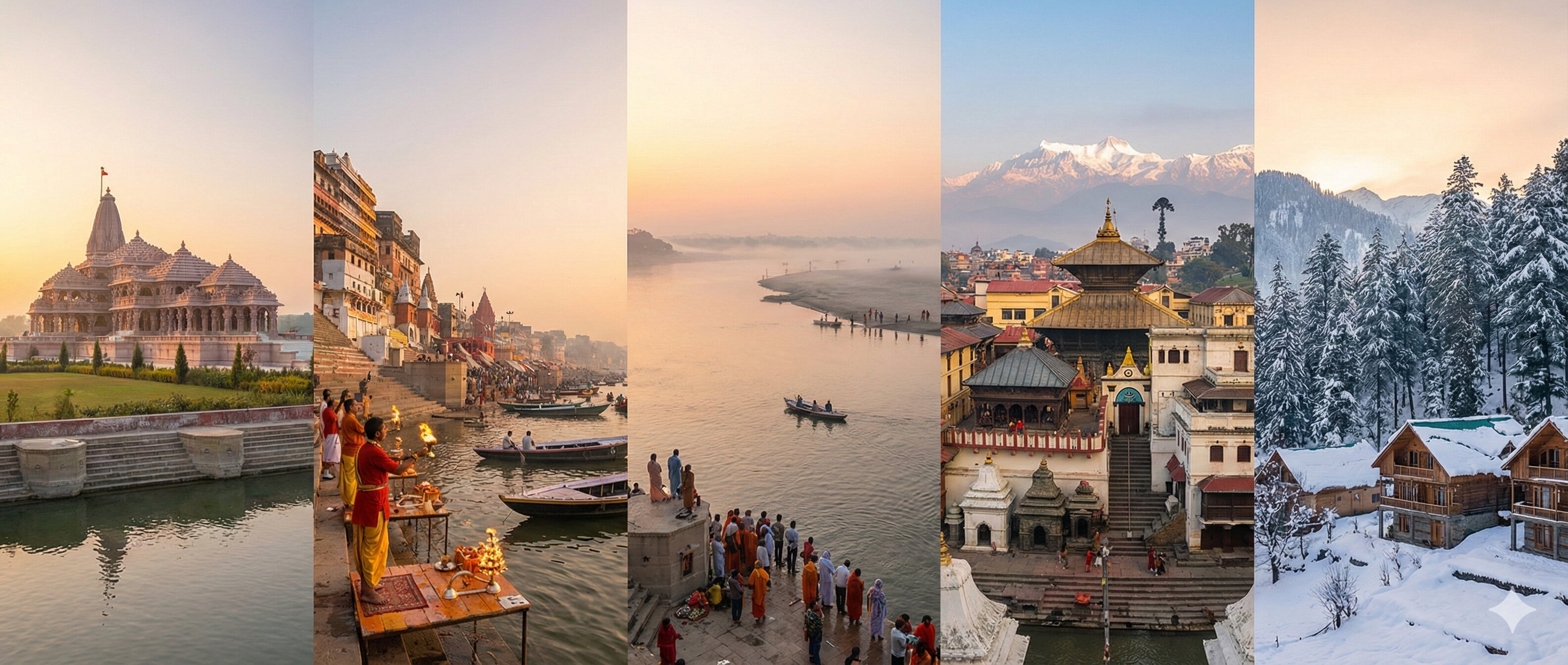 Spiritual pilgrimage destinations - Ayodhya Ram Mandir, Kashi Vishwanath, Ganga Aarti
